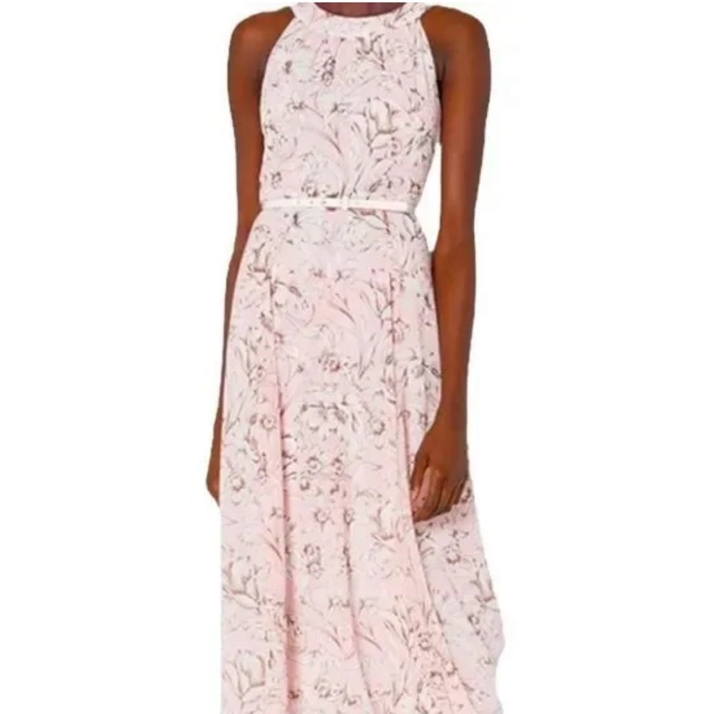 Tommy Hilfiger Size 8 Dress Pink Floral Chiffon Fit Flare